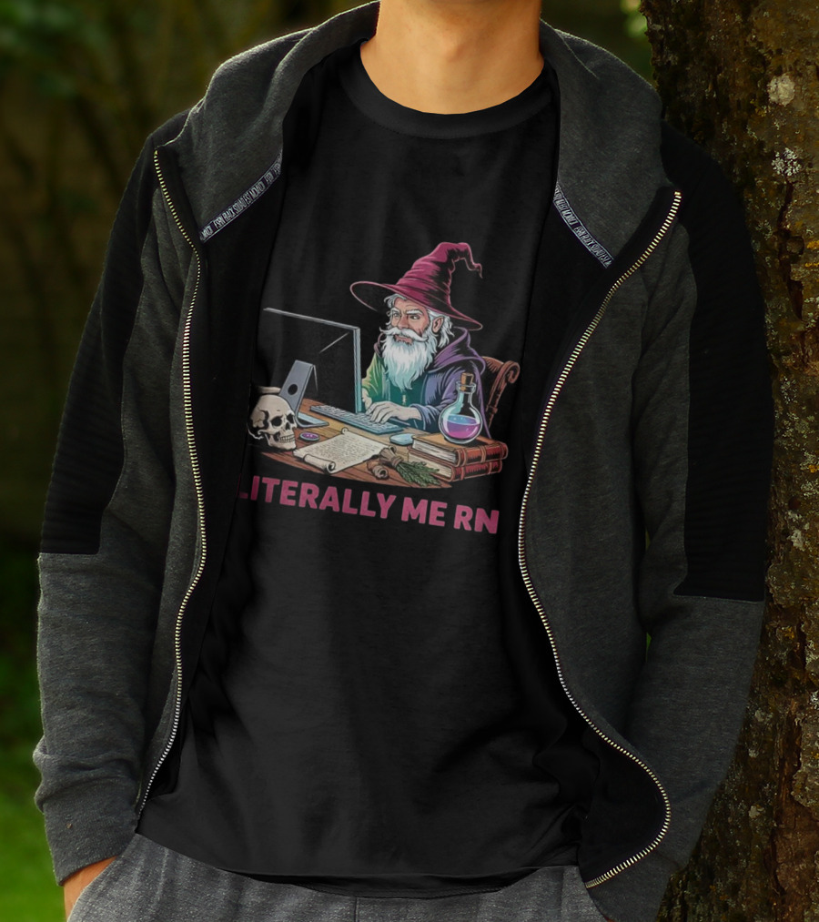Literally Me RN Wizard Computer Magic Potion Dungeons And Dragons Skull T-Shirt
