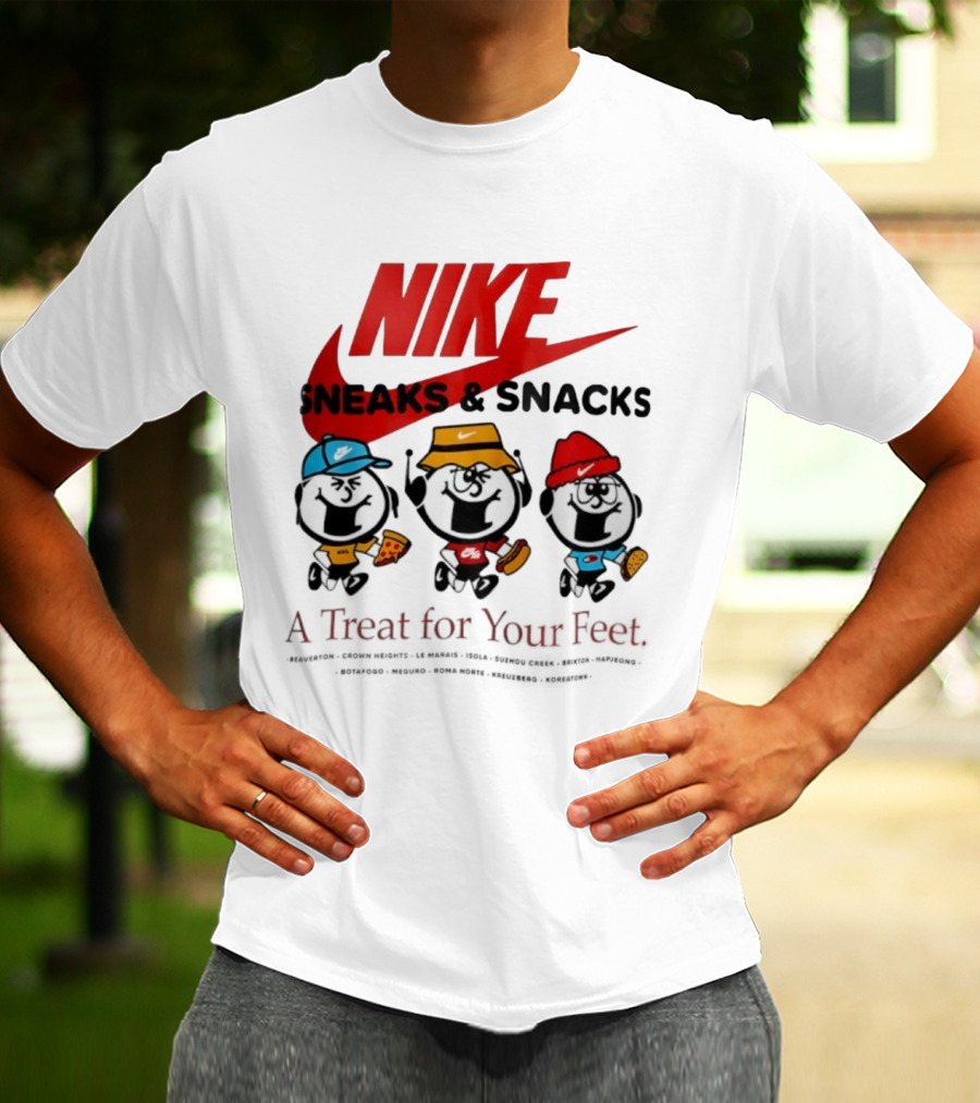 NIKE Sneaks And Snacks A Treat For Your Feet Pizza Burgers Tacos T-Shirt