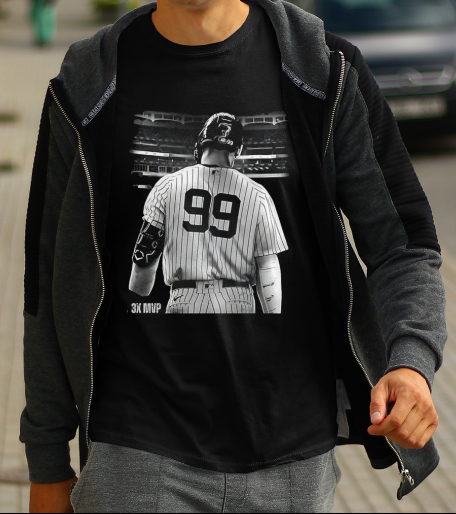 New York Yankees Aaron Judge 99 Baseball Player Back View Behind 3X MVP T-Shirt