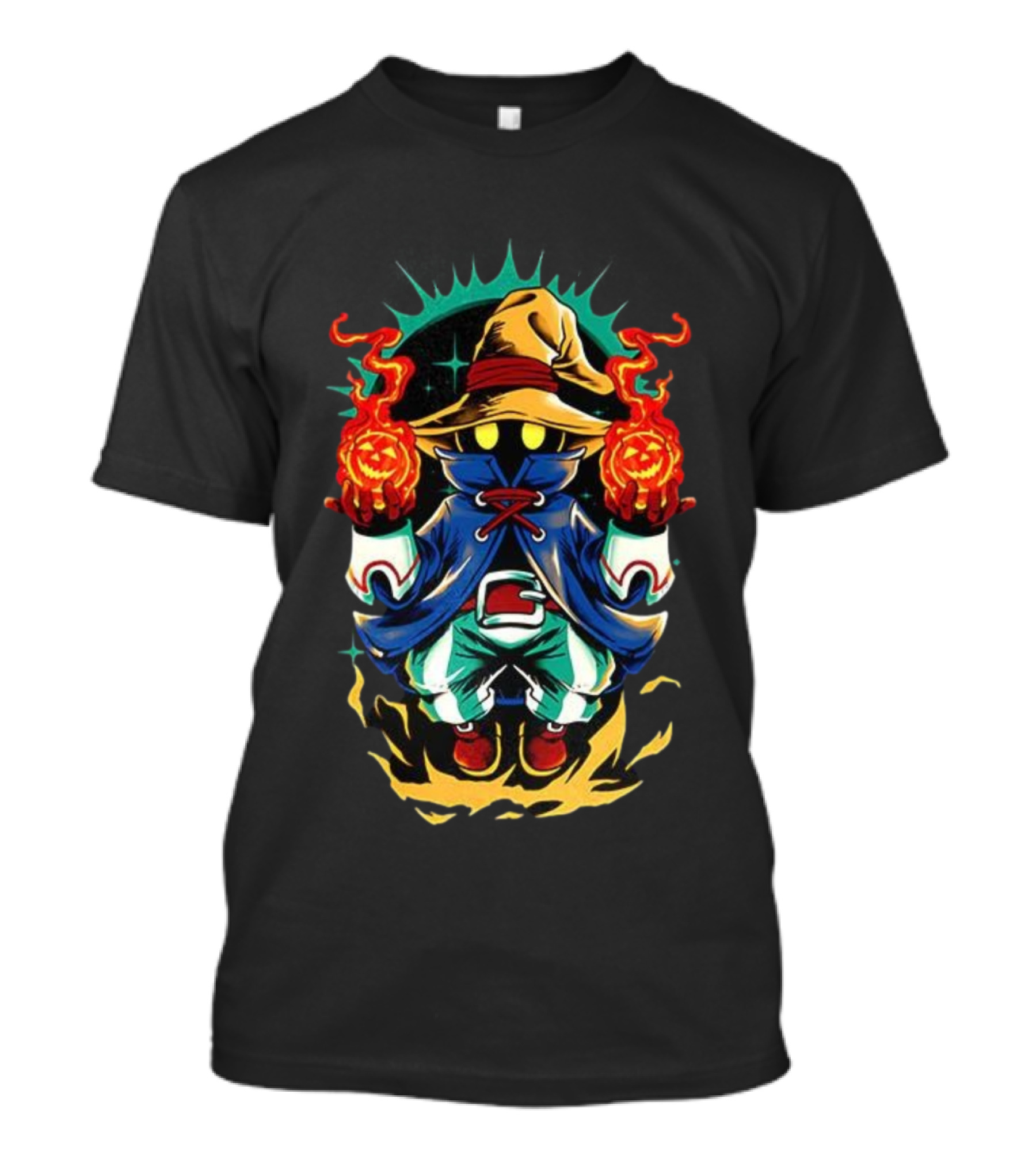 Black Mage Final Fantasy Pumpkin Fireball Halloween Magic T-Shirt