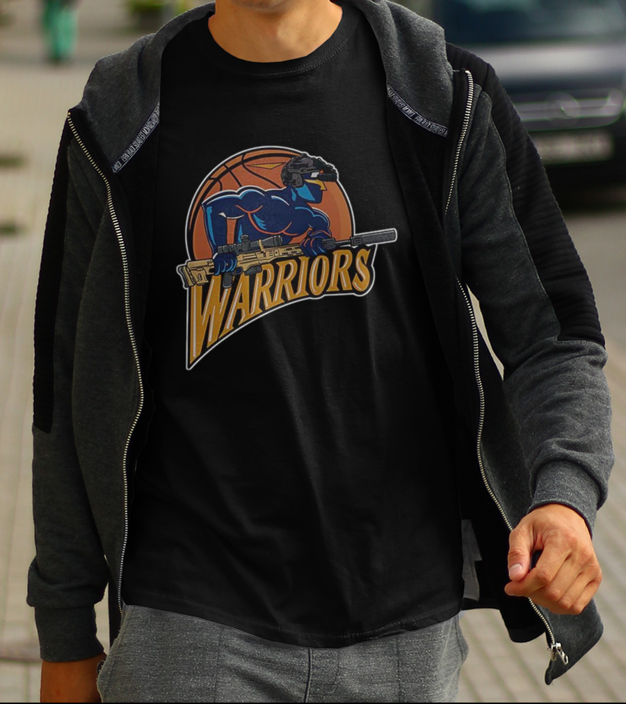 Golden State Warriors Basketball Soldier Armed Warrior T-Shirt