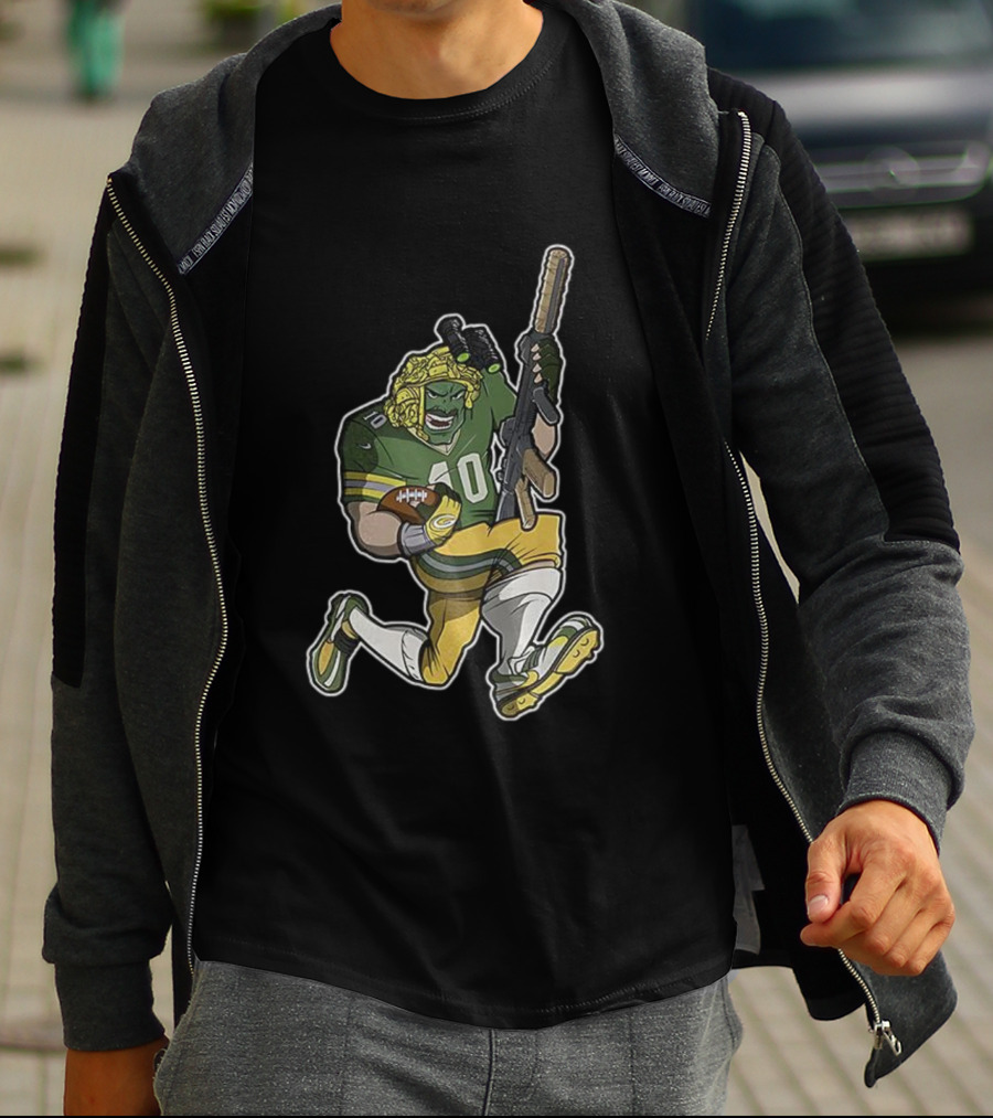 Jordan Love Green Bay Packers Football Soldier Armed Kneeling Illustration T-Shirt