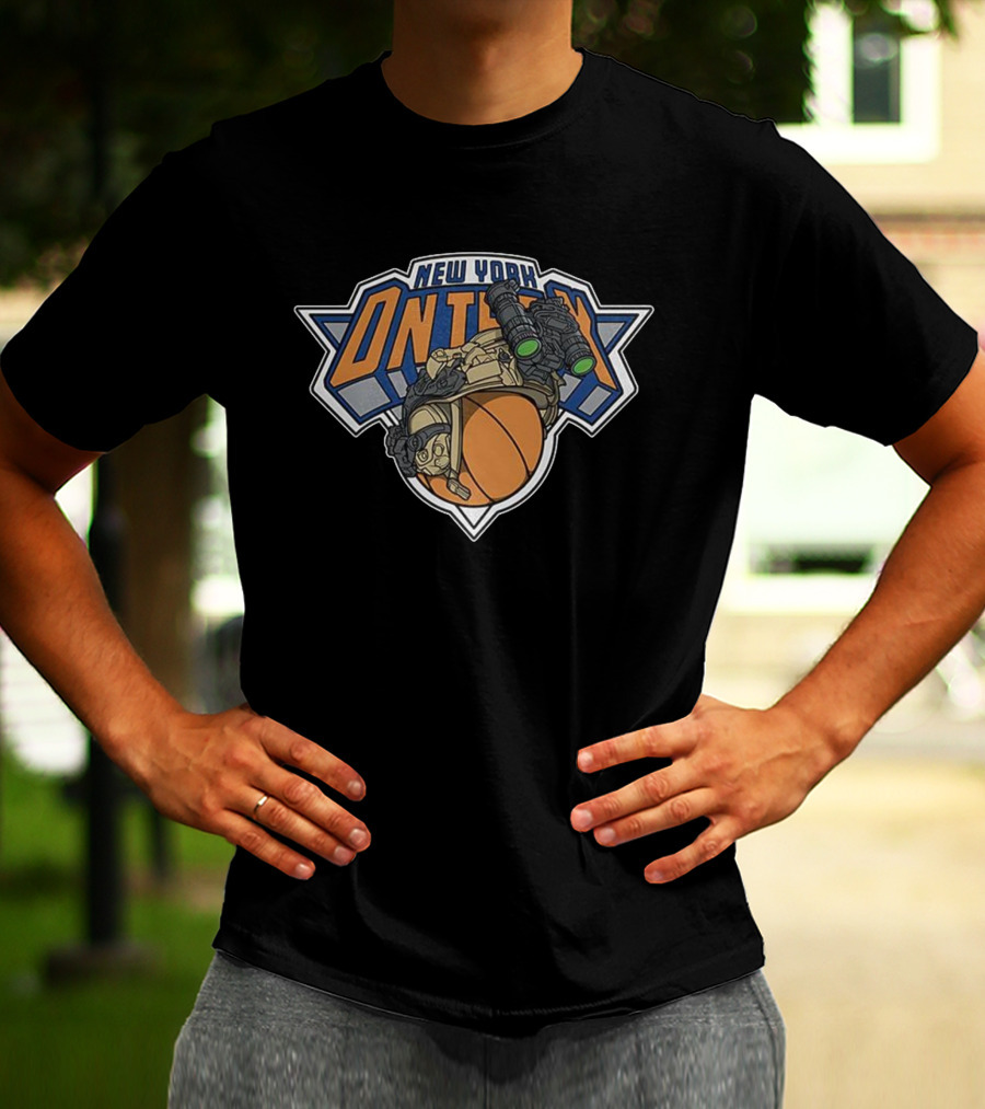 New York Knicks On Team Basketball Helmet Night Vision T-Shirt