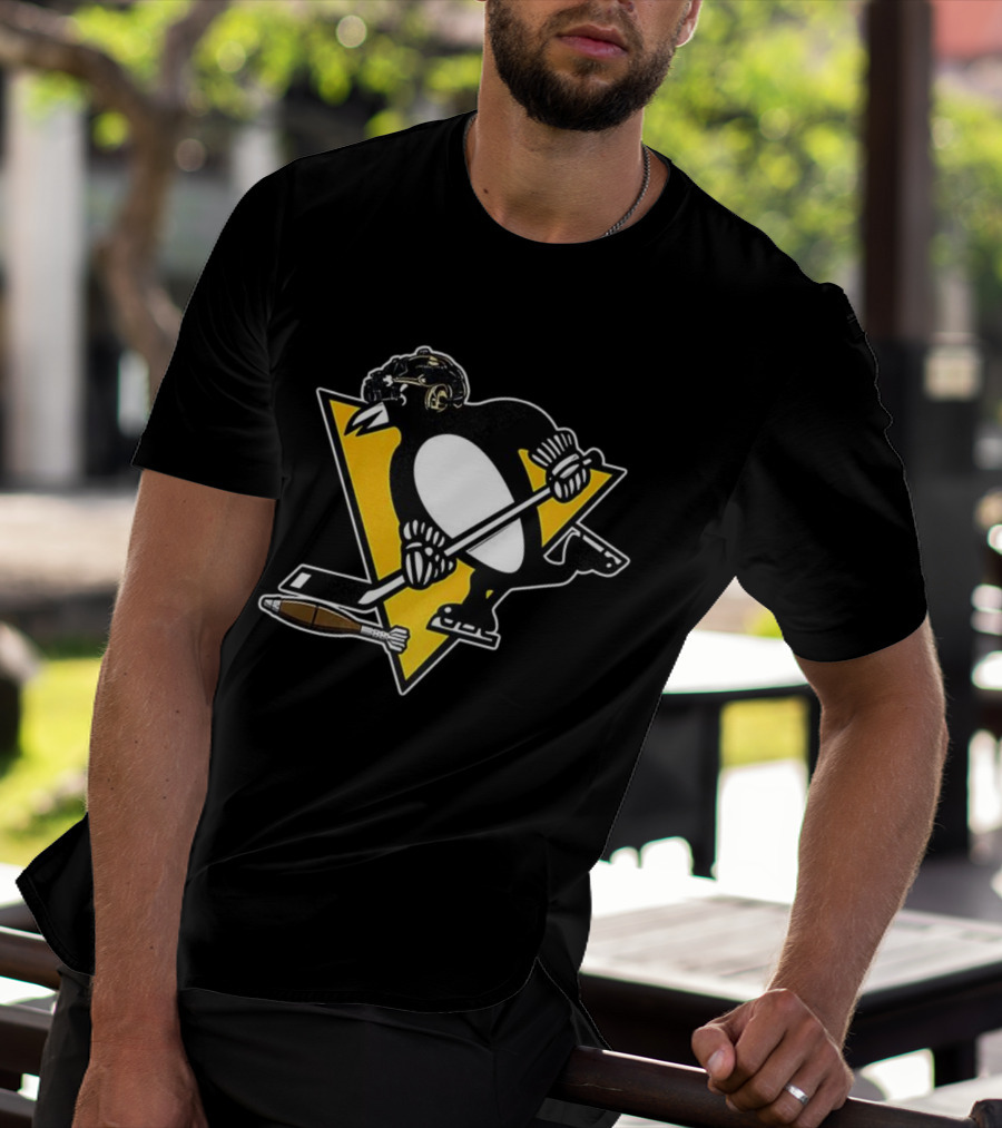 Pittsburgh Penguins Hockey Soldier Mascot Football Rocket T-Shirt