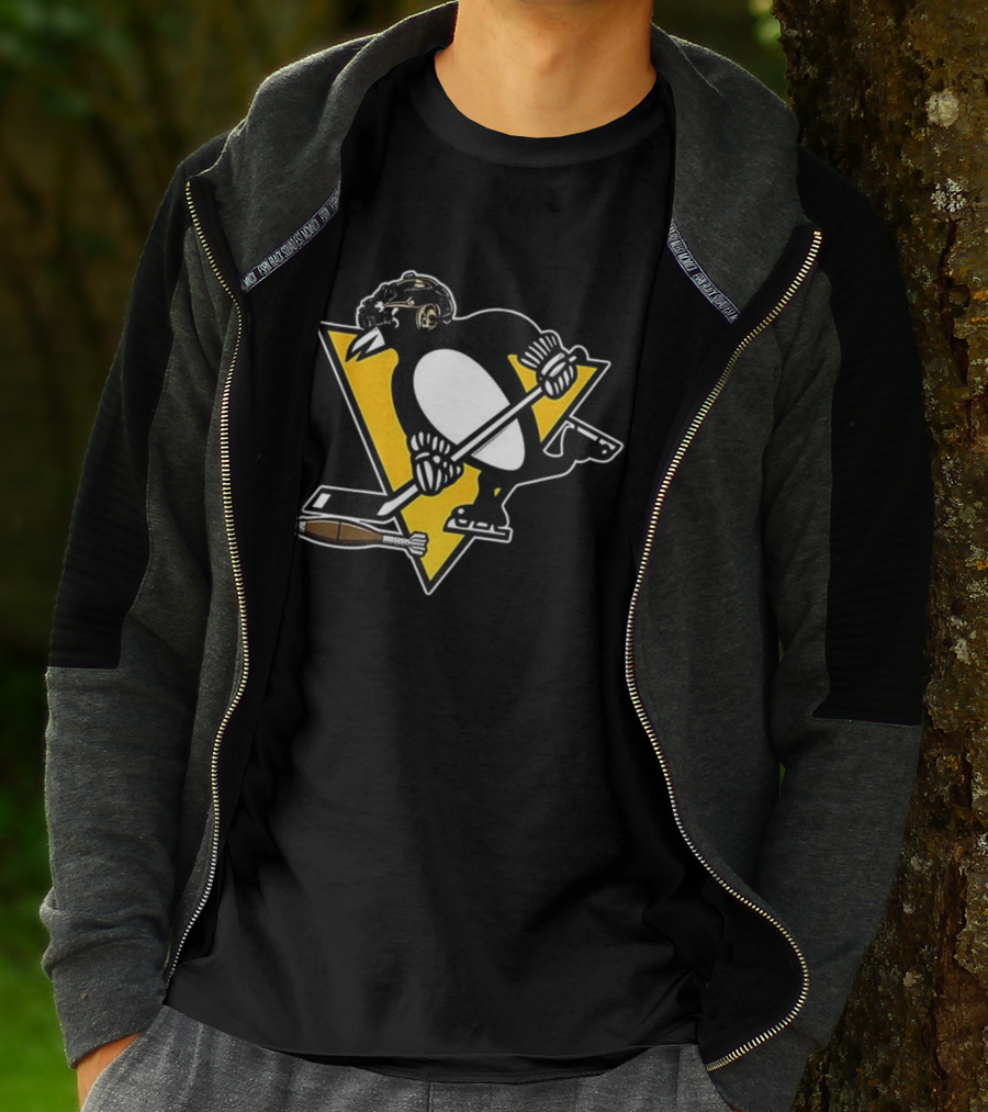 Pittsburgh Penguins Hockey Soldier Mascot Football Rocket T-Shirt