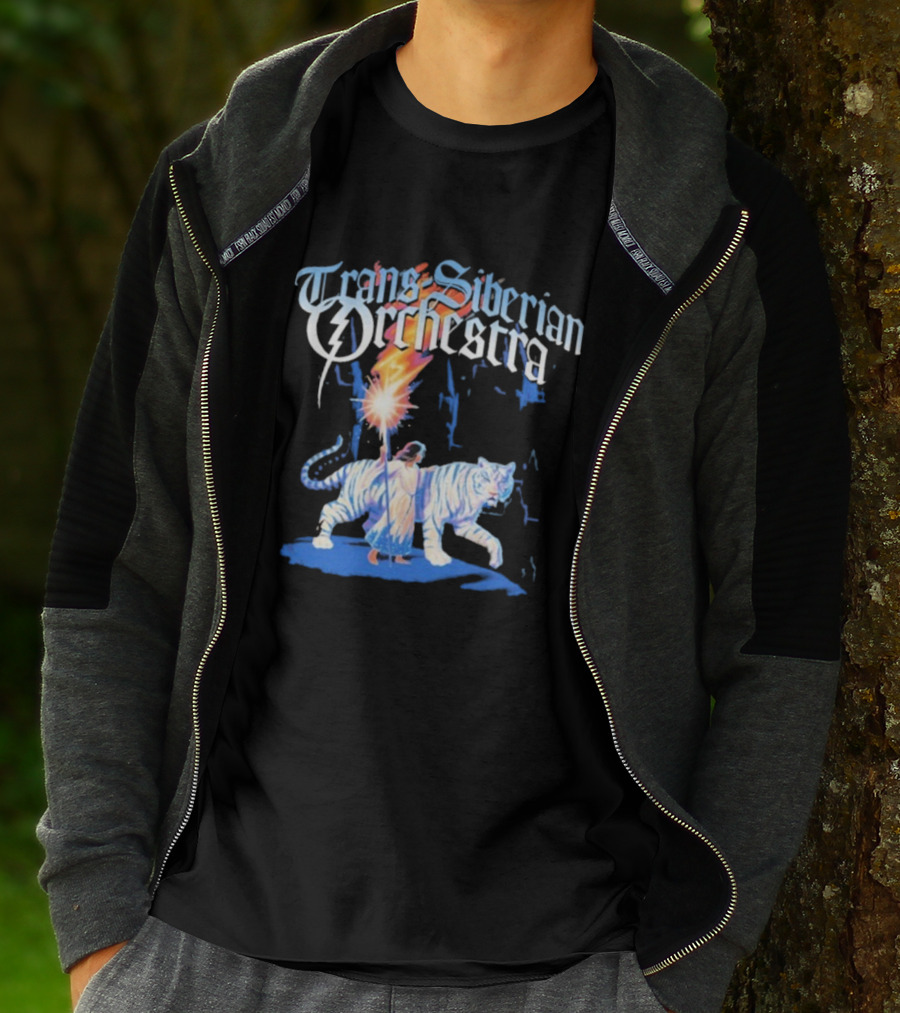 Trans-Siberian Orchestra Fire Torch With Child And White Tiger T-Shirt