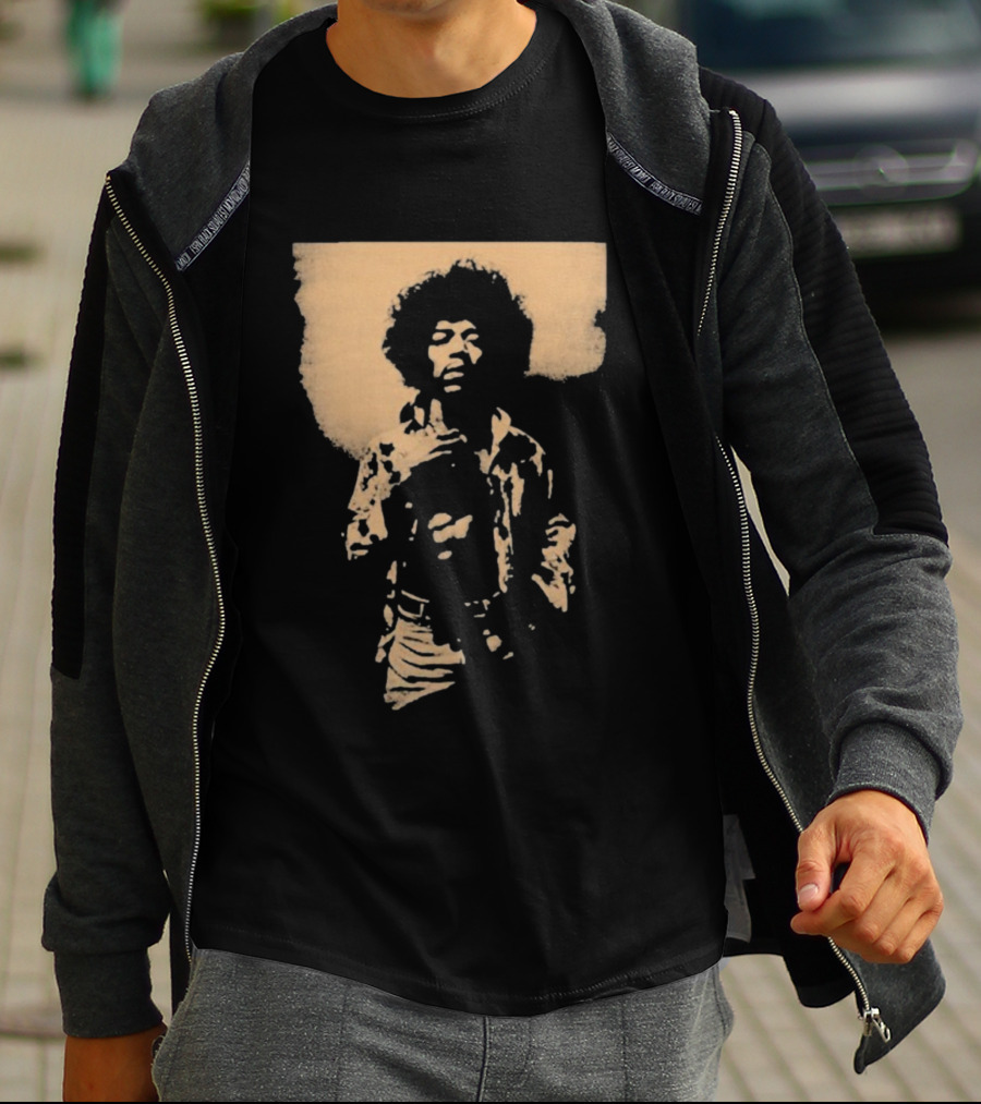 Bob Marley Jimi Hendrix Sepia 70s Vintage Style T-Shirt