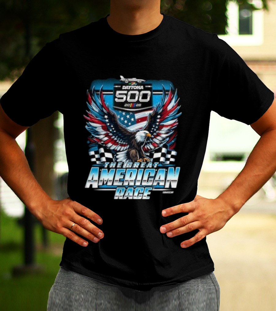 Daytona 500 2026 The Great American Race Eagle Checkered Flag Sports NASCAR T-Shirt