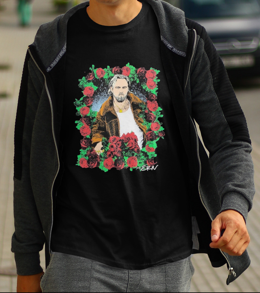 Ernest Photo Flowers Illustration Roses Portrait With ERN Signature T-Shirt