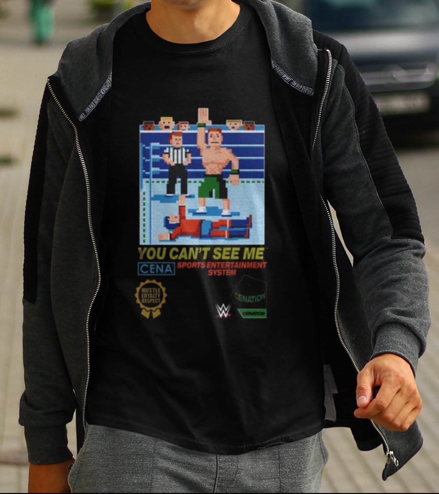 John Cena 8-Bit You Can't See Me Wrestling Retro T-Shirt