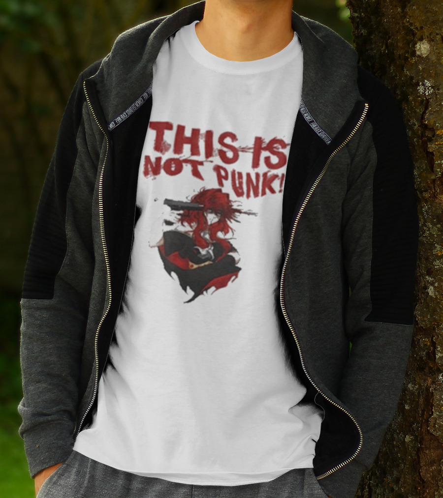 This Is Not Punk Red-Haired Character With Gun T-Shirt