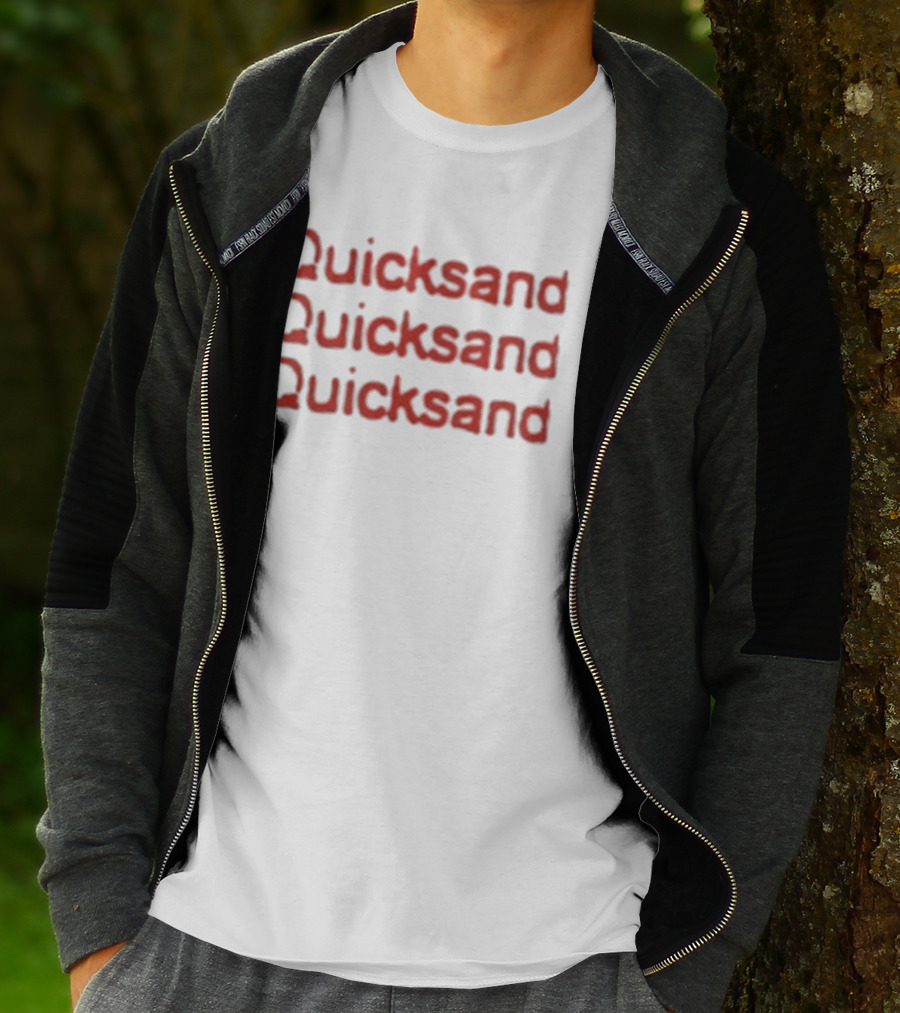 Quicksand Quicksand Quicksand Repeated Text Bold Red T-Shirt