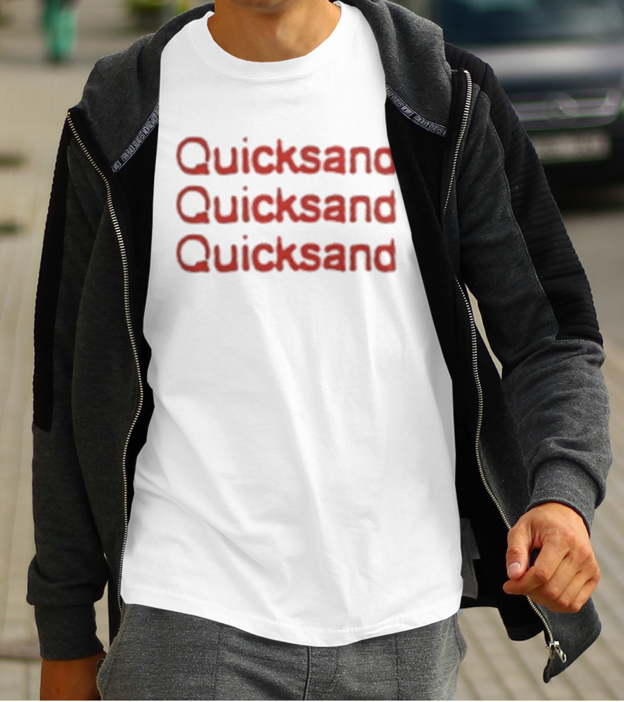 Quicksand Quicksand Quicksand Repeated Text Bold Red T-Shirt