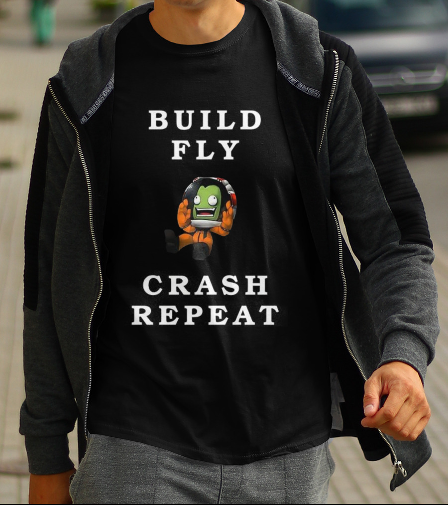 Build Fly Crash Repeat Kerbal Space Program Astronaut Character T-Shirt