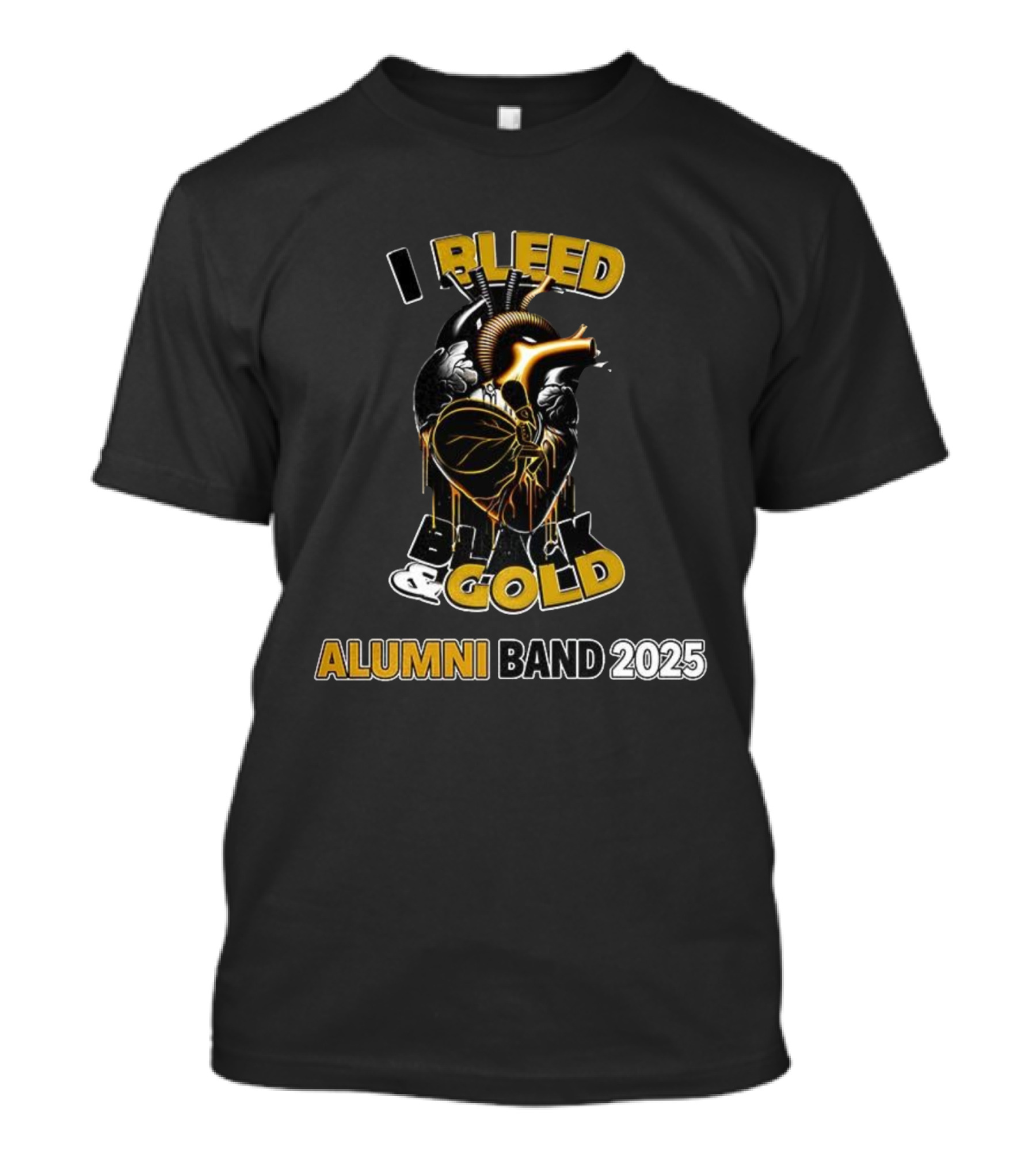 I Bleed Black Gold Alumni Band 2025 Heart Design T-Shirt