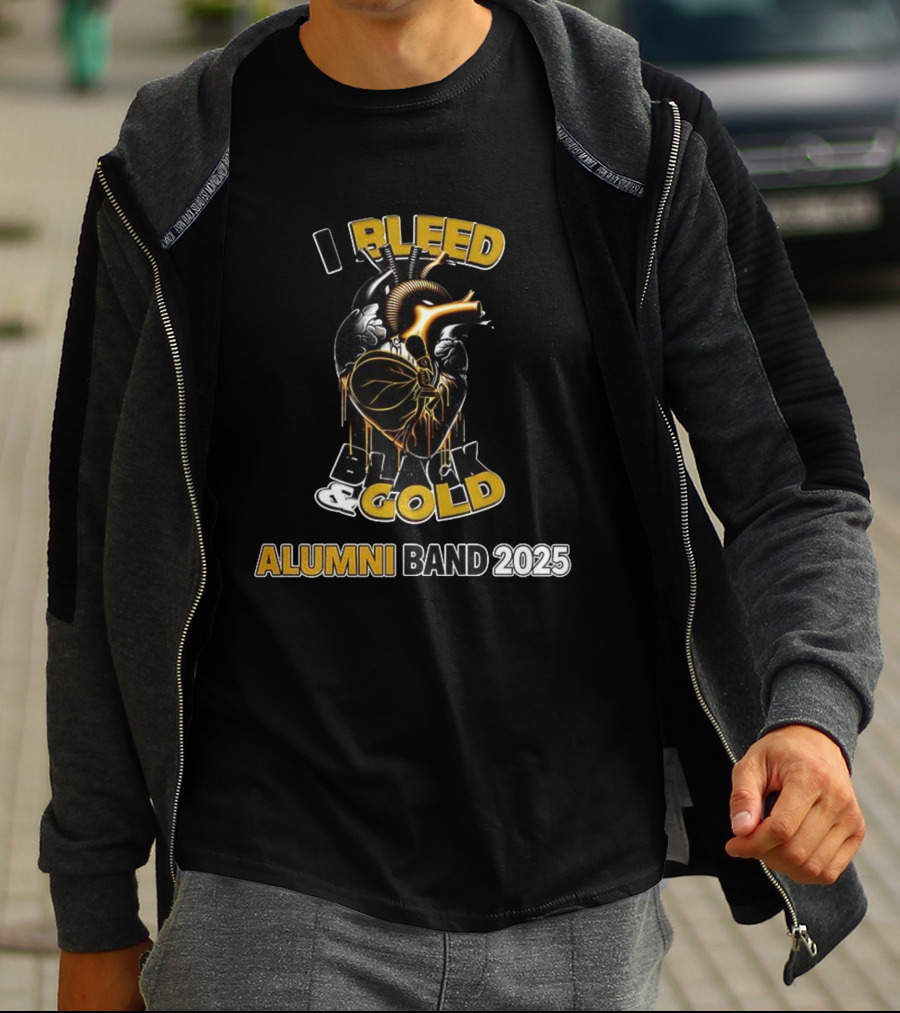 I Bleed Black Gold Alumni Band 2025 Heart Design T-Shirt