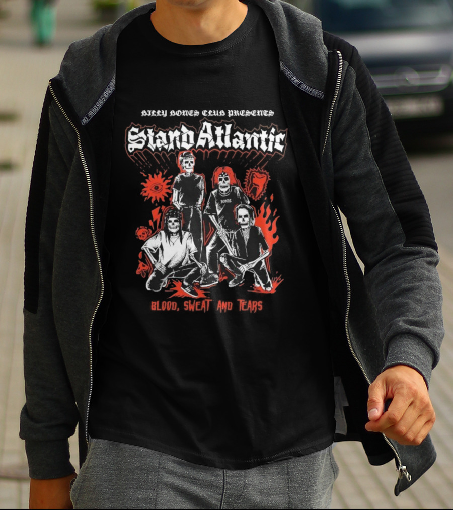 Billy Bones Club Stand Atlantic X Blood Sweat And Tears Bands Skeletons T-Shirt