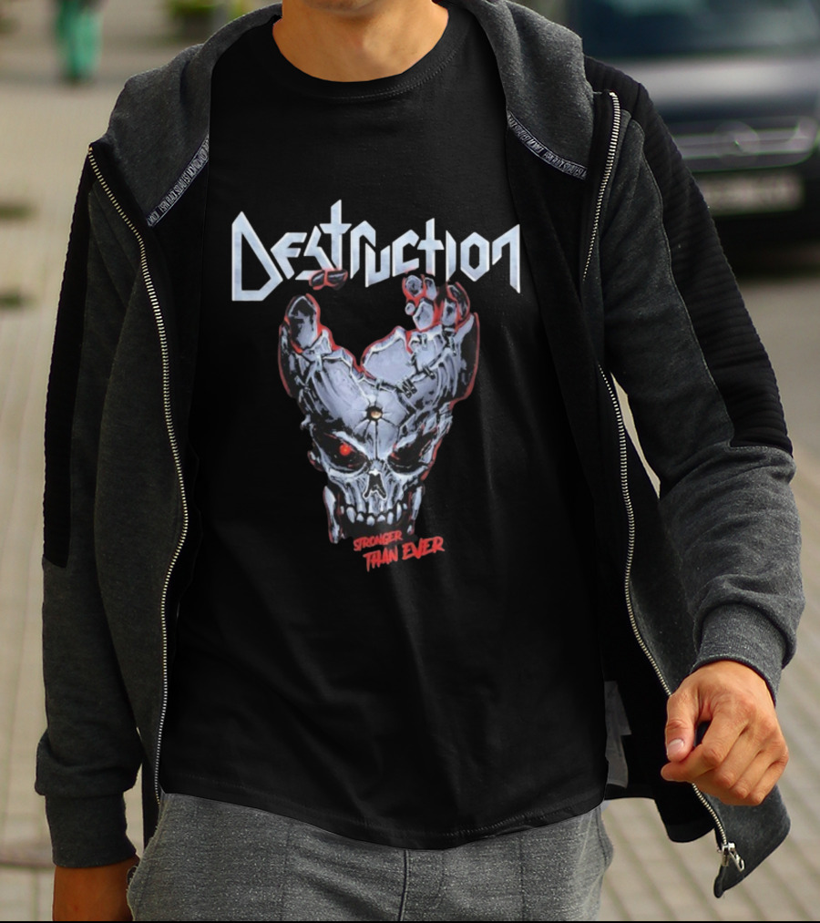 Destruction Stronger Than Ever Skull Metal Band Graphics T-Shirt