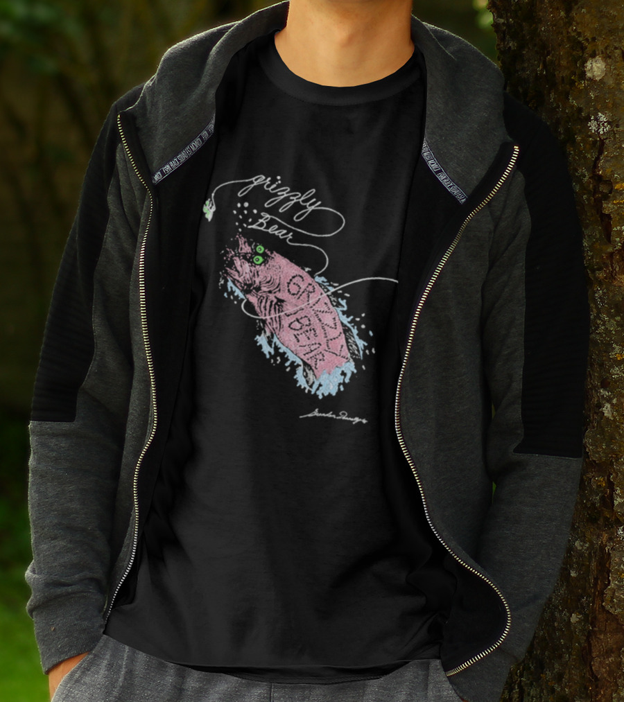 Grizzly Bear Fish Watercolor Art By Skullcandy T-Shirt