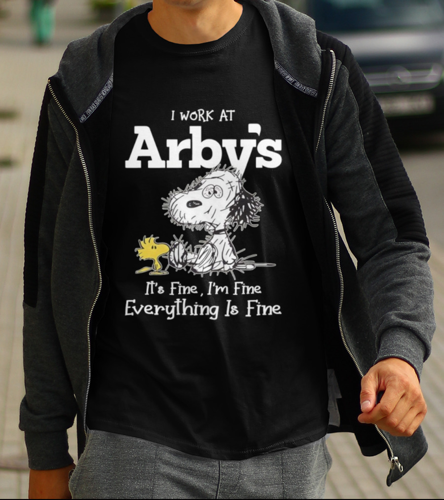 Snoopy Woodstock Everything Is Fine I Work At Arby’s T-Shirt