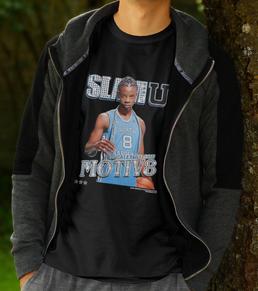 SlamU North Carolina Caleb Wilson Number 8 Motiv8 Basketball T-Shirt