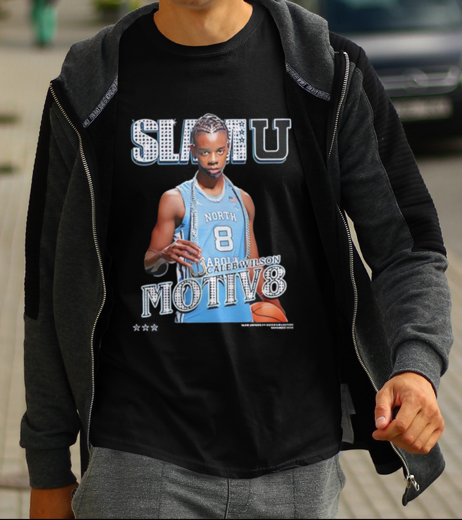 SlamU North Carolina Caleb Wilson Number 8 Motiv8 Basketball T-Shirt