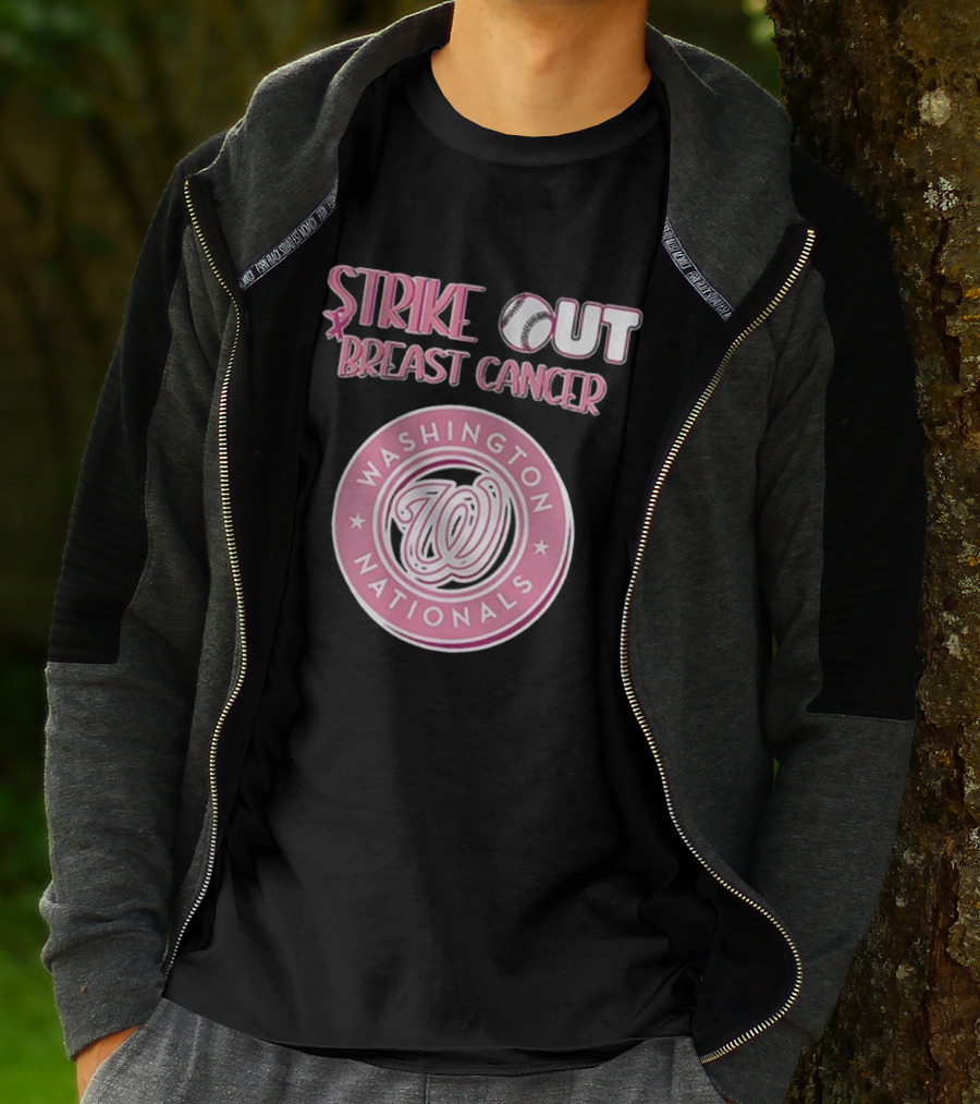 ```Washington Nationals Strike Out Breast Cancer Pink Baseball Support``` T-Shirt