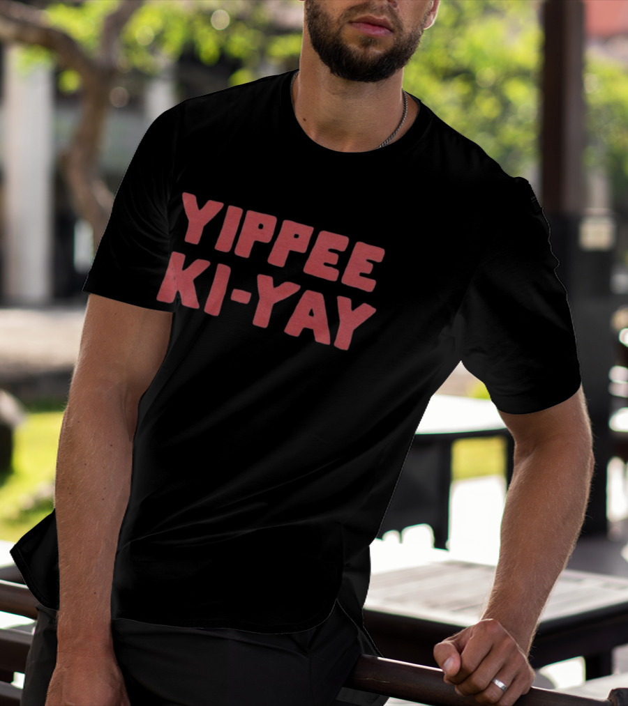Yippee Ki-Yay Merry Christmas Red Bold Holiday Phrase Iconic Greeting T-Shirt