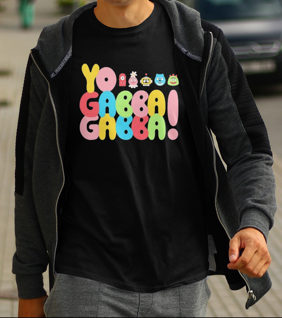 Yo Gabba Gabba Characters Colorful Text T-Shirt