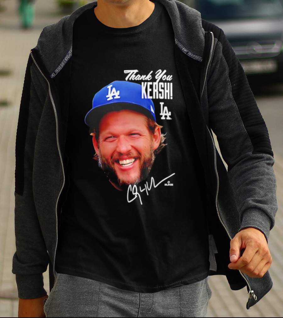 Clayton Kershaw Los Angeles Dodgers Signature Thank You Face T-Shirt