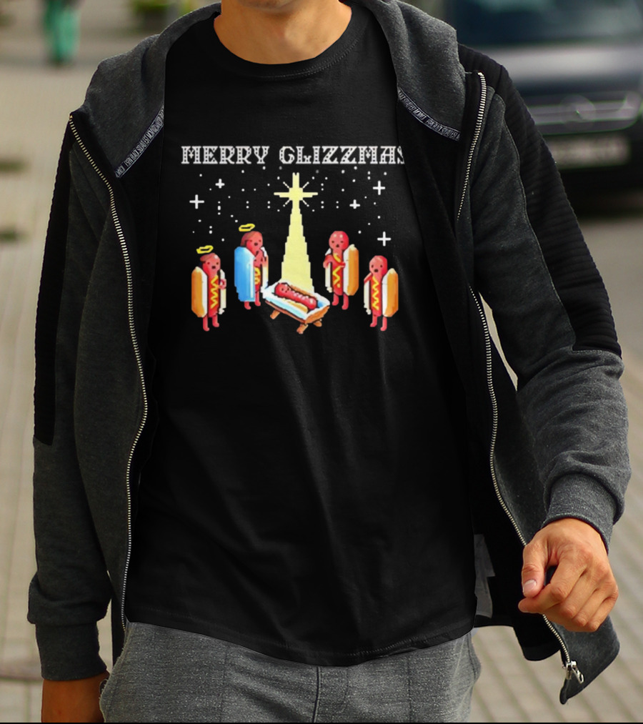 Merry Glizzmas Nativity Hotdog Angel Trucker Mesh T-Shirt