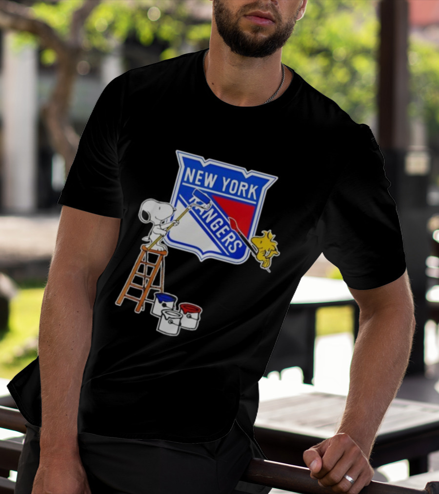 New York Rangers Snoopy Woodstock Painting Collaboration T-Shirt