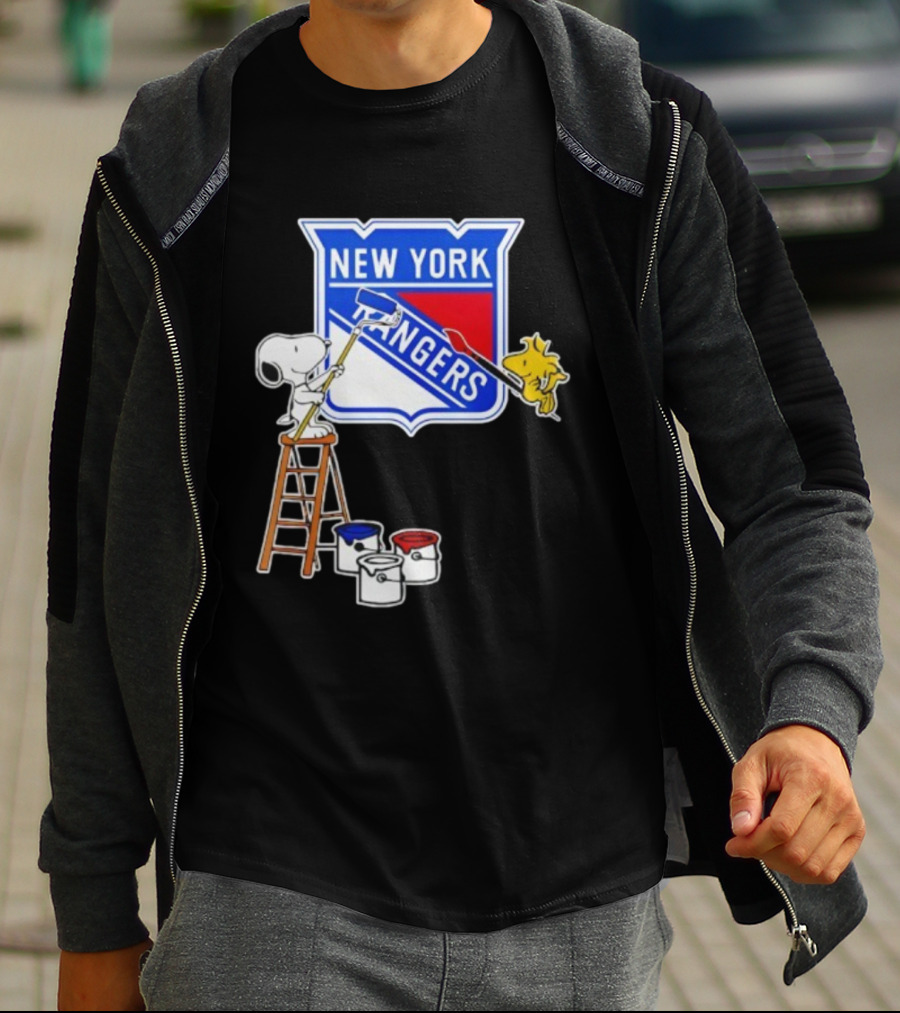 New York Rangers Snoopy Woodstock Painting Collaboration T-Shirt