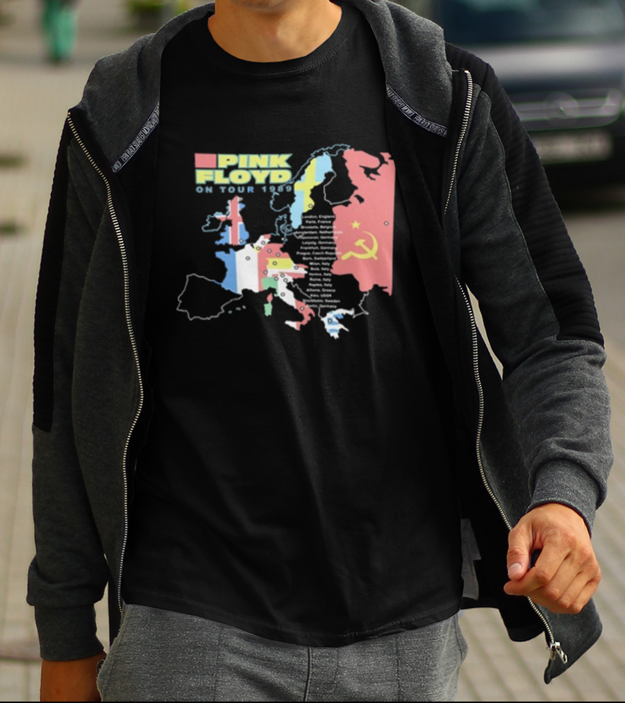 Pink Floyd On Tour 1989 Europe Soviet Union Map T-Shirt
