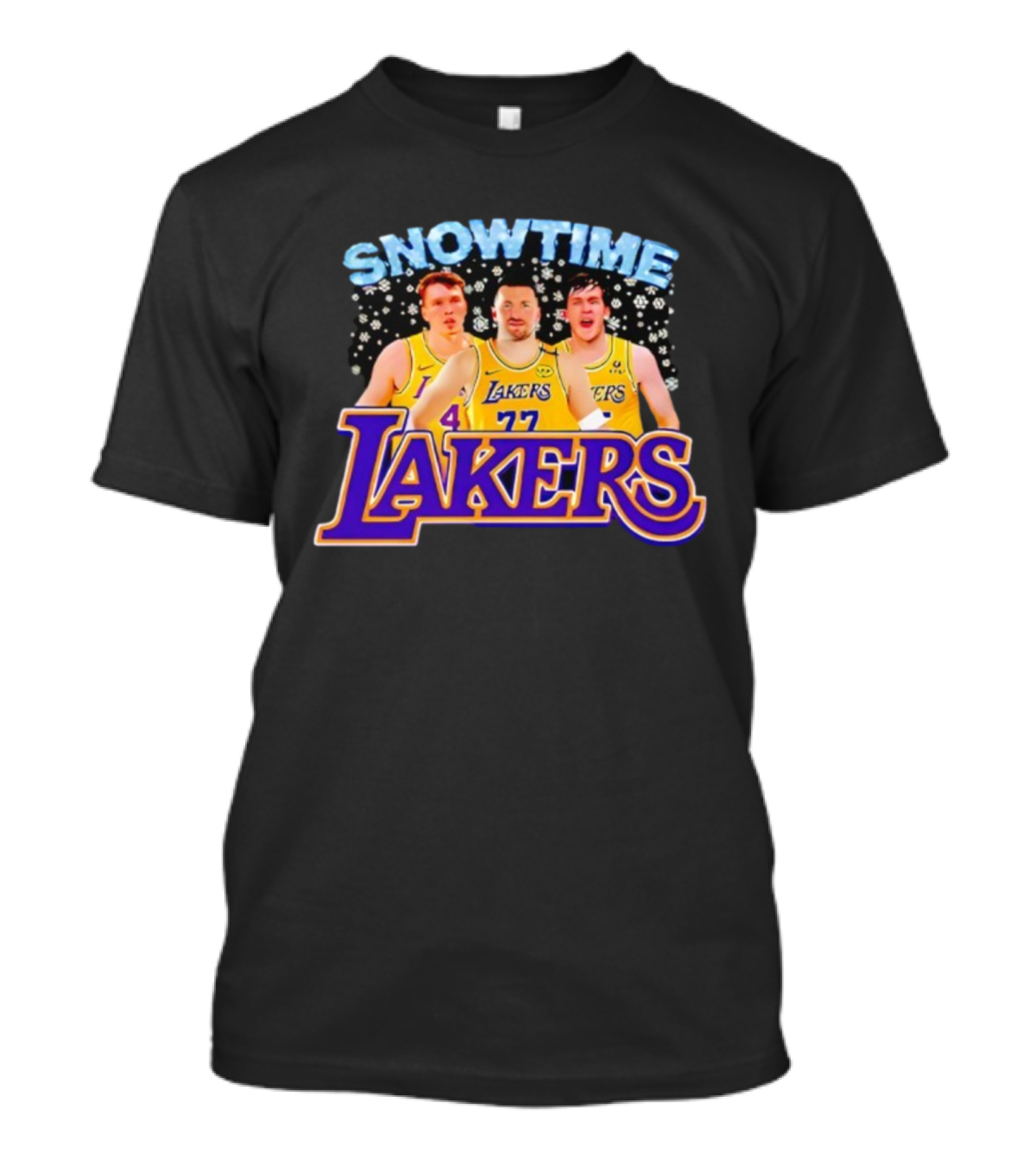 Snowtime Los Angeles Lakers Players Paw Prints Winter Theme T-Shirt