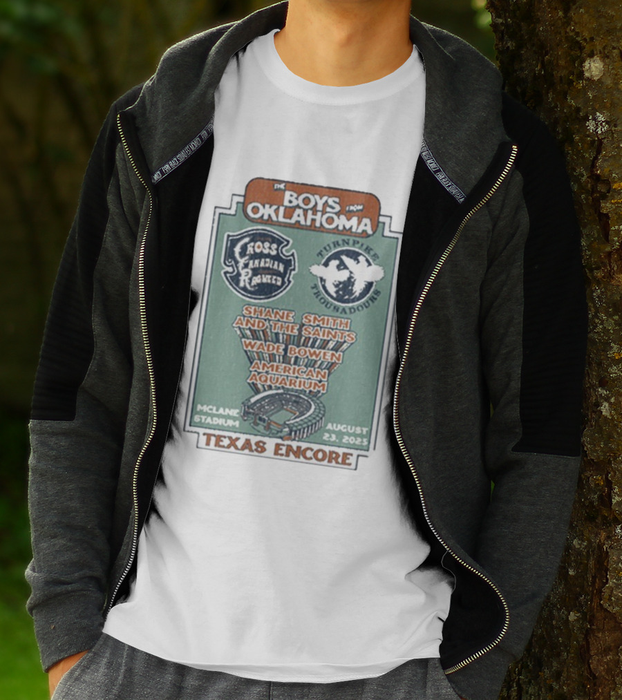 The Boys From Oklahoma Cross Canadian Ragweed Turnpike Troubadours Shane Smith And The Saints Waco McLane Stadium August 23 2025 Texas Encore T-Shirt