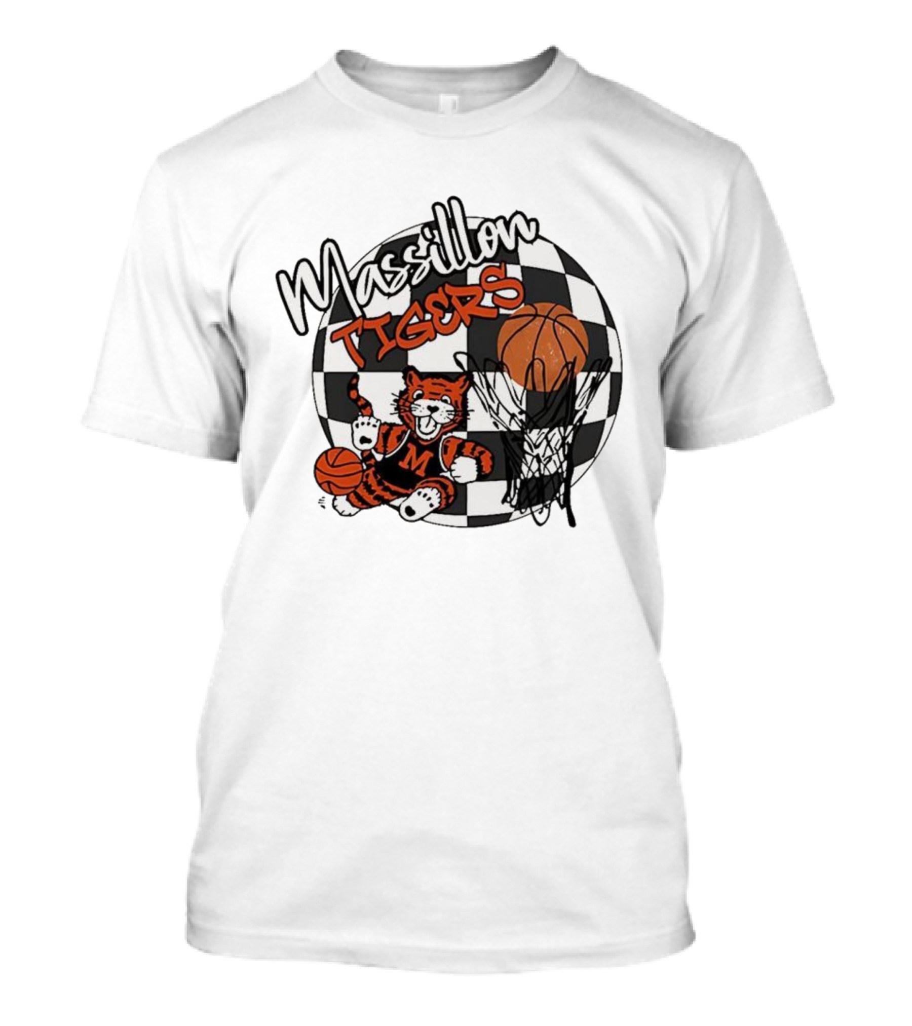 Massillon Tigers Basketball Mascot Hoops Checkered Sports Team Spirit T-Shirt