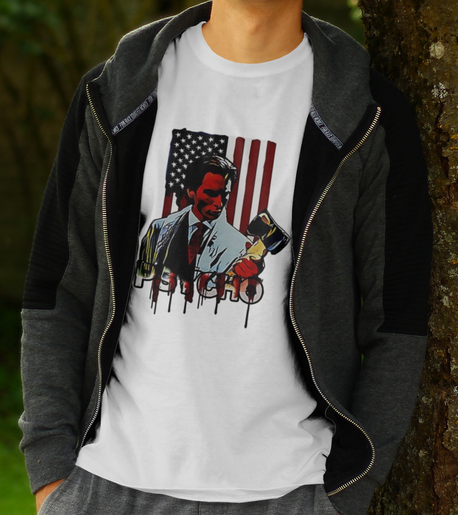 Patrick Bateman Psycho Ax American Flag Iconic Design T-Shirt