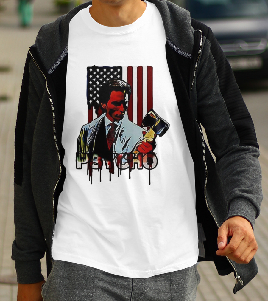 Patrick Bateman Psycho Ax American Flag Iconic Design T-Shirt