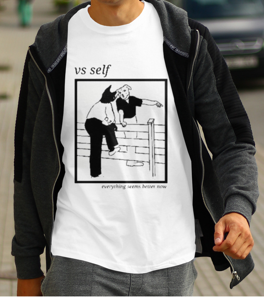 Vs Self Everything Seems Better Now Dog Fence Comic T-Shirt