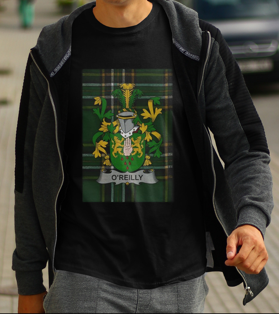 O'Reilly Personalized Irish Family Crest Coat Of Arms Plaid T-Shirt