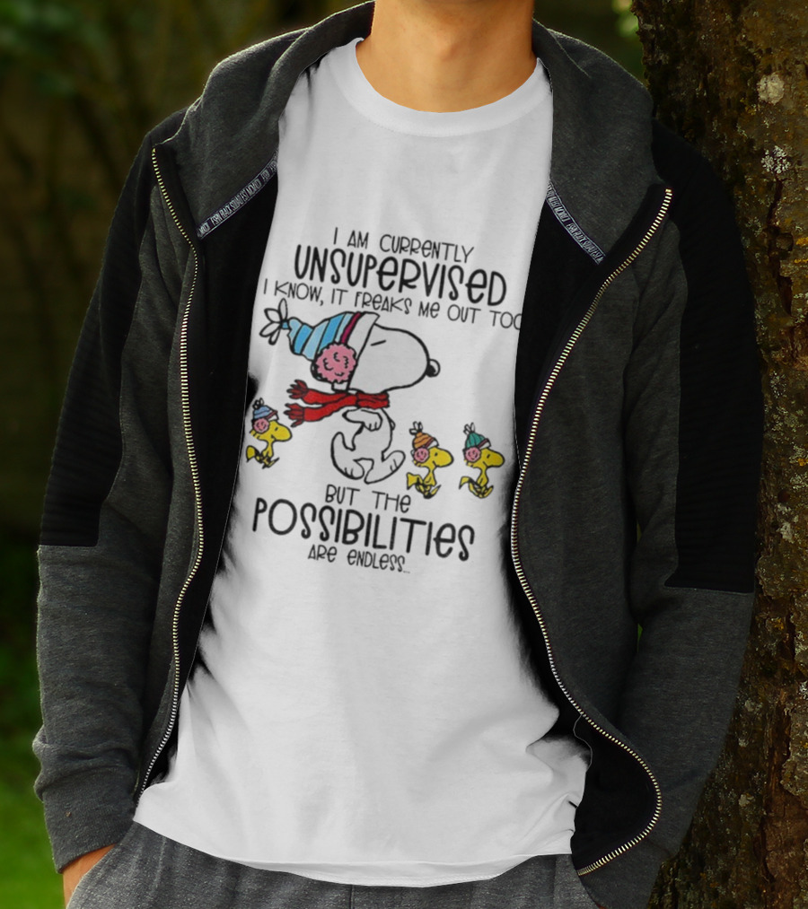 Snoopy And Woodstock Unsupervised Freaks Me Out Possibilities Are Endless T-Shirt