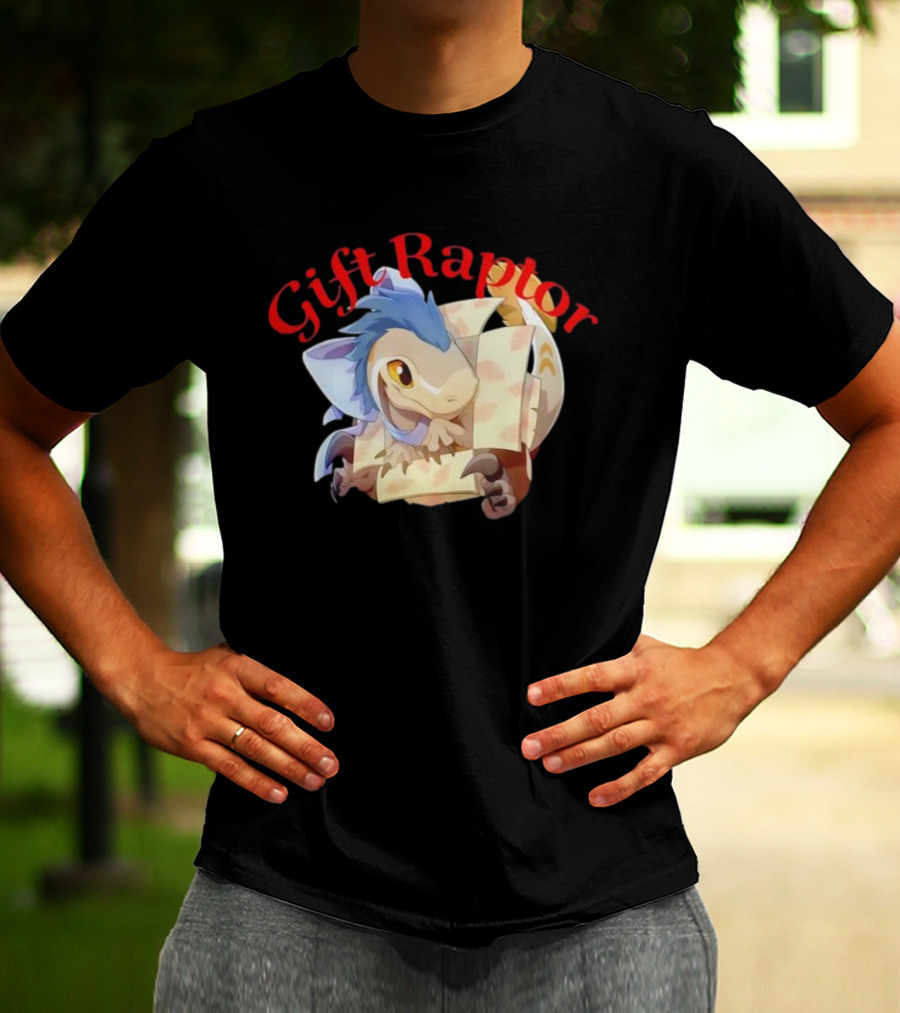 Gift Raptor Character Dinosaur Wrapped In Box T-Shirt