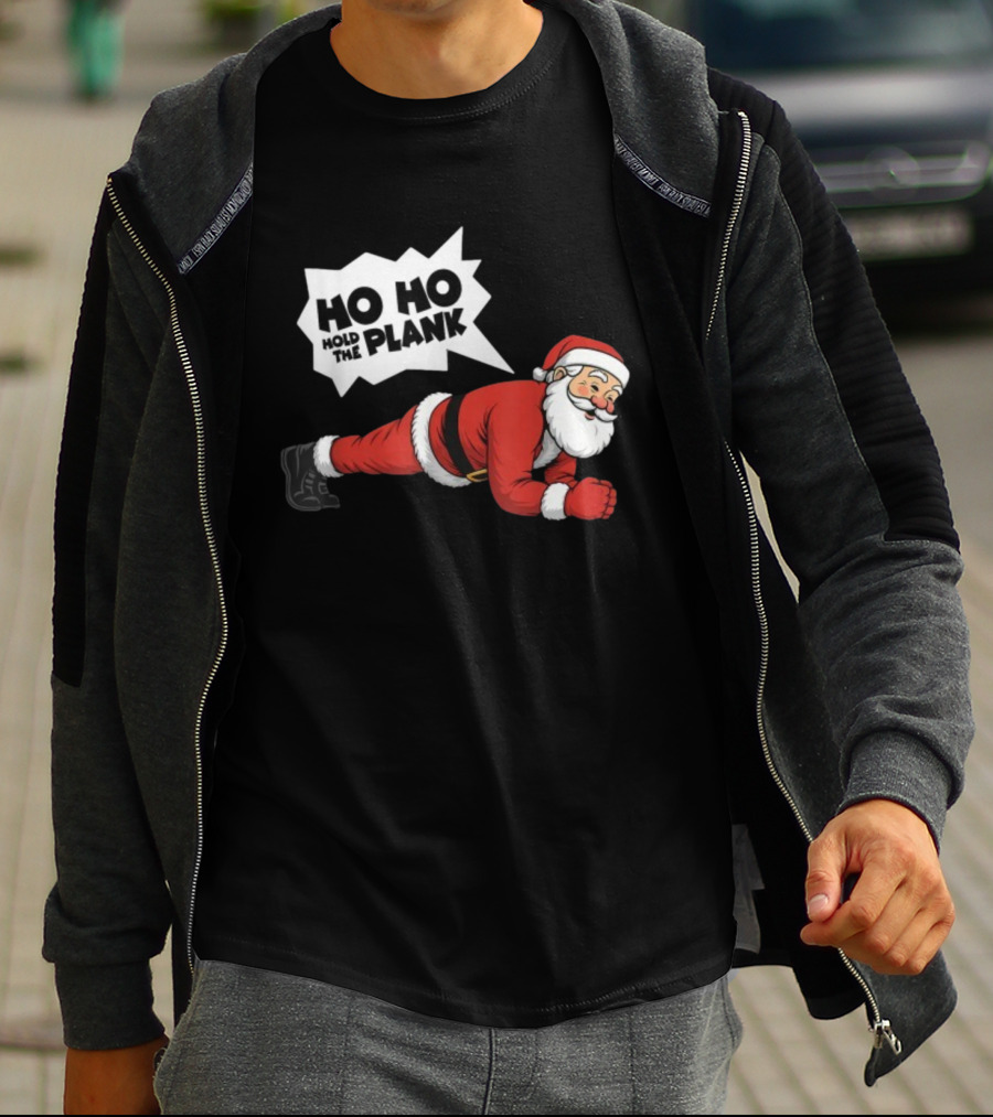 Santa Planking Ho Ho Hold The Plank Christmas T-Shirt