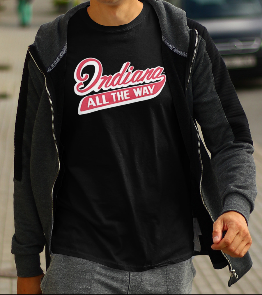 Indiana All The Way Bold Script Retro Style T-Shirt