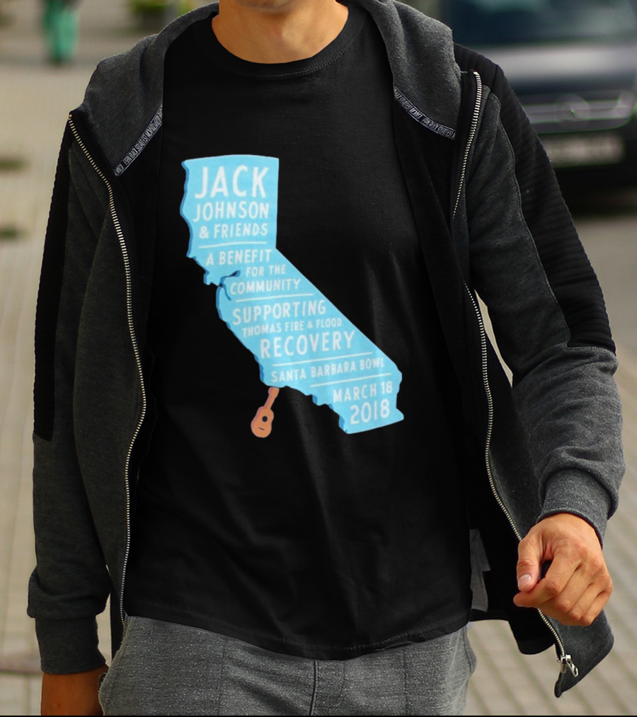 Jack Johnson Friends Benefit Community Thomas Fire Flood Recovery Santa Barbara Bowl March 18 2018 T-Shirt