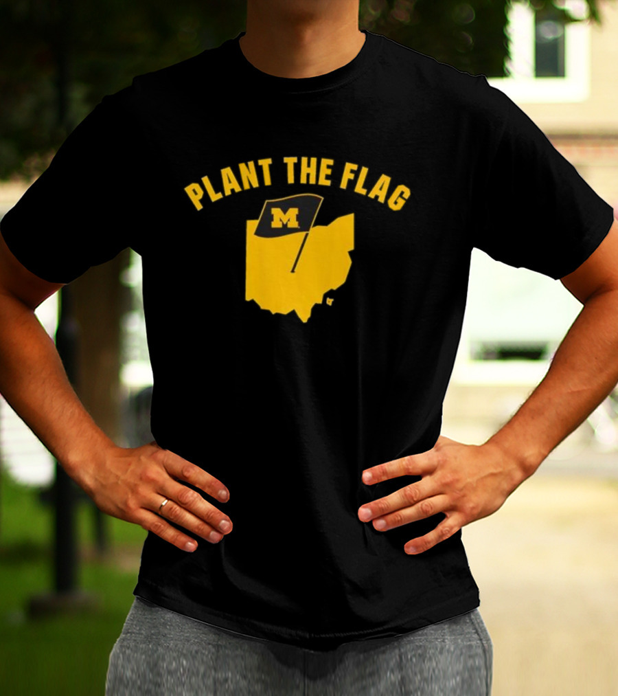 Michigan Football Plant The Flag M Logo Ohio Outline T-Shirt