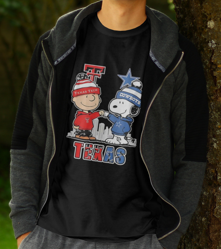 Snoopy Charlie Brown Texas Tech Red Raiders Dallas Cowboys Texas T-Shirt