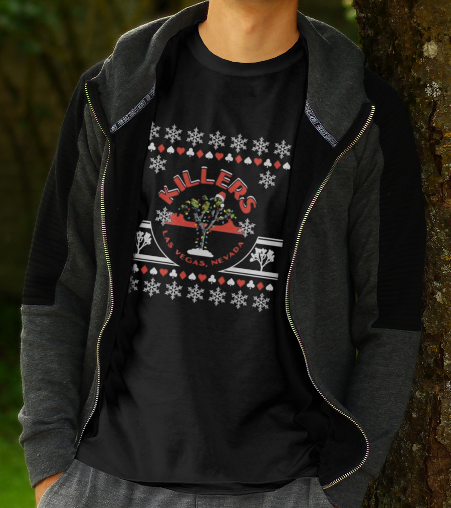 Killers Las Vegas Nevada Christmas Tree Snowflakes Holiday T-Shirt