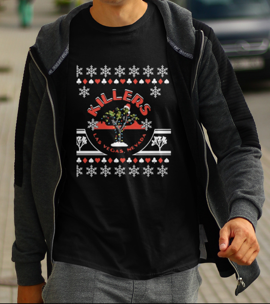 Killers Las Vegas Nevada Christmas Tree Snowflakes Holiday T-Shirt